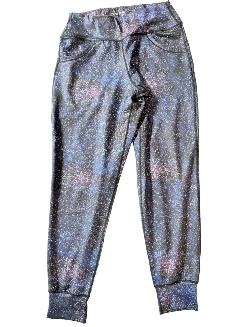 Omantic Galaxy print cuffed joggers harem with pockets women small workout gym